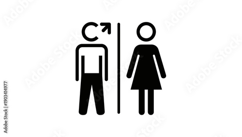 Restroom sign with male and female.