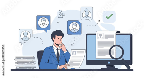 Modern Business and Corporate Workflow Flat Vector Illustration Set