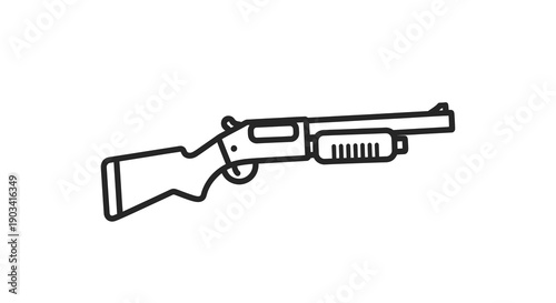 Shotgun Vector Illustration, Simple Line Art Icon, Isolated on White Background, Graphic Resource for Gaming or Security Concepts