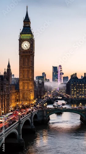 Big Ben London England Cityscape River Thames.
