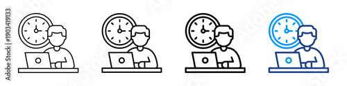 Work Time Icon Different Style Outline Collection Set.
