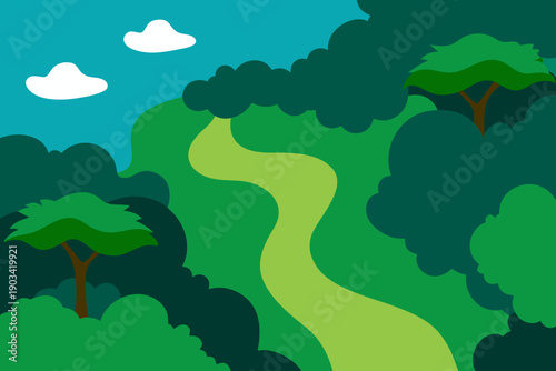 Amazon Forest Canopy with Winding River 