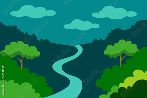 Amazon Forest Canopy with Winding River 