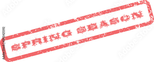 Authentic textured red ink rubber stamp mark featuring the essential words Spring Season for projects