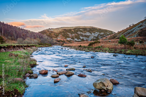 Принти на полотні River Breamish heads for Ewe Hill, in the Breamish Valley a scenic river valley in Northumberland, England, in the National Park