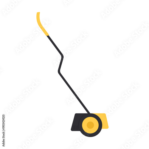 Lawnmower for cutting grass on lawn or in yard, push equipment vector illustration