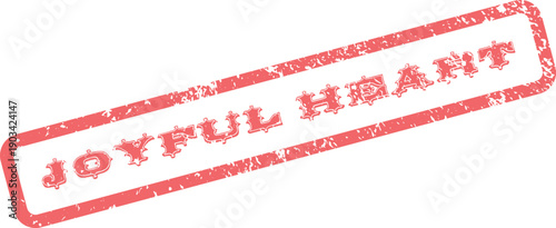 Grungy red rubber stamp with the heartwarming words Joyful Heart expressing happiness