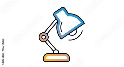 Colorful desk lamp icon illustration for productivity and study light concept and illumination