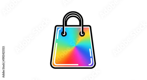 A vibrant rainbow gradient shopping bag icon symbolizing modern e-commerce and retail concepts for