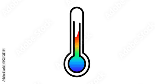 Colorful gradient thermometer icon visually representing a wide spectrum of temperatures for