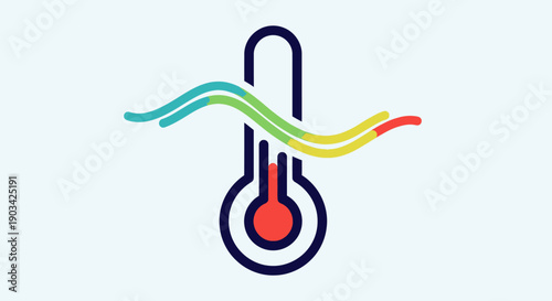 Conceptual illustration of temperature change and climate regulation with a colorful thermometer