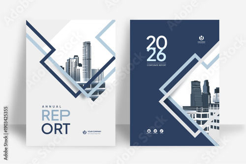 Business Report Cover Template – Blue Geometric Layout (A4)