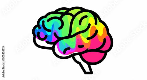Vibrant Human Brain Illustration Symbolizing Creativity Intelligence and Diverse Thinking Capacity