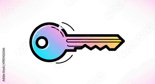 Vibrant Gradient Key Illustration for Digital Design and Unlocking Concepts and Solutions