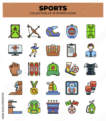 Collection of 25 Colorful Sports Icons