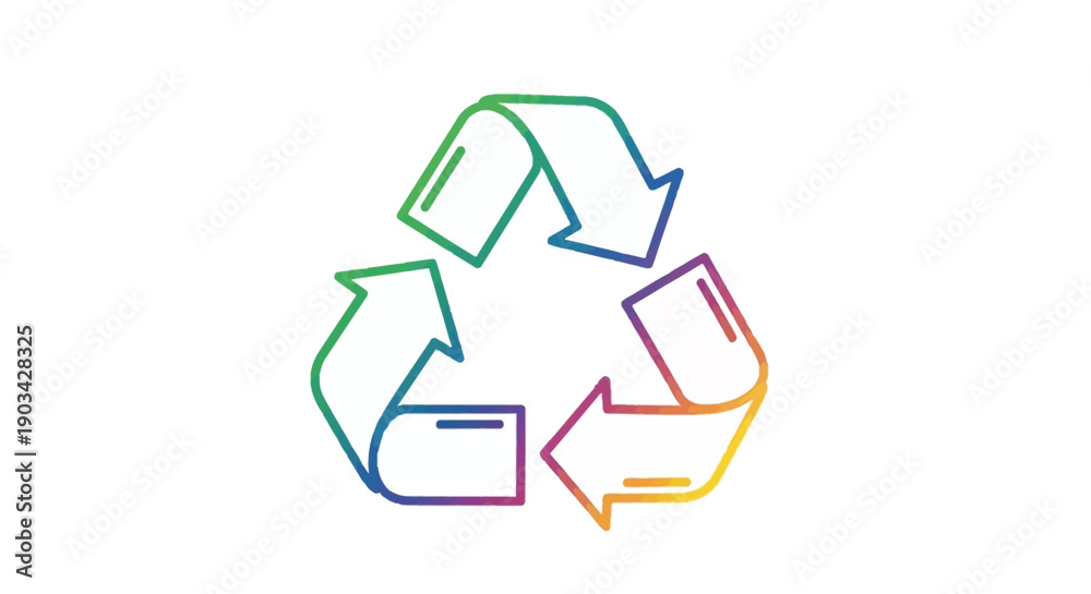 Obraz premium Vibrant gradient recycling symbol representing environmental sustainability and ecological