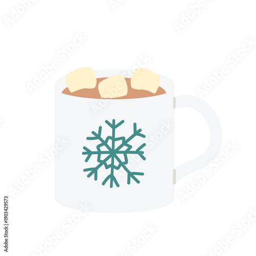 Cup of Christmas warm drink. Holiday winter mug with hot beverage flat vector illustration