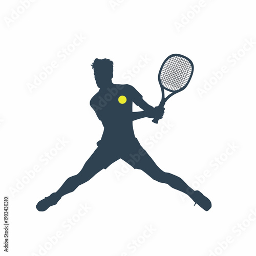 Minimal flat vector illustration of a padel player hitting the ball, simplified human silhouette