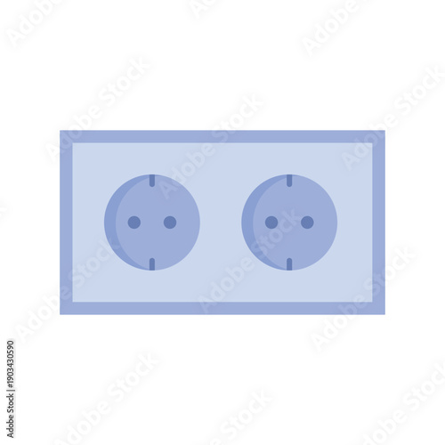 Double electricity socket. Electrician tools, electrician supplies flat vector illustration