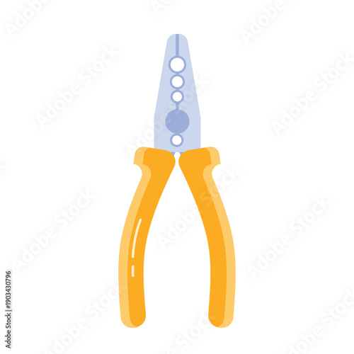 Metal pliers tool. Electrician tools, electrician supplies flat vector illustration