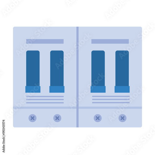Electricity power switch. Electrician tools, electrician supplies flat vector illustration