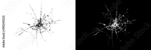 Tableau sur toile Abstract shattered glass design with sharp splinters and fracture lines