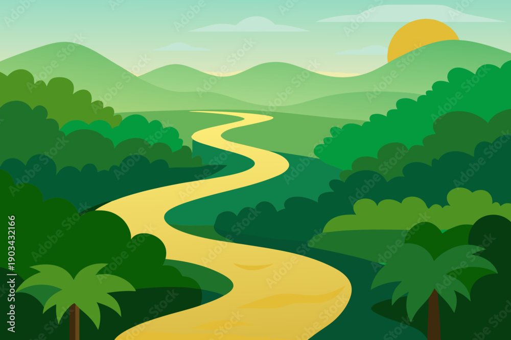 Obraz premium Amazon Jungle River Vector