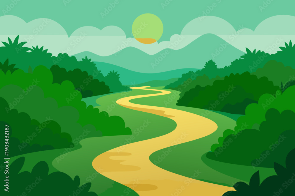 Fototapeta premium Amazon Jungle River Vector