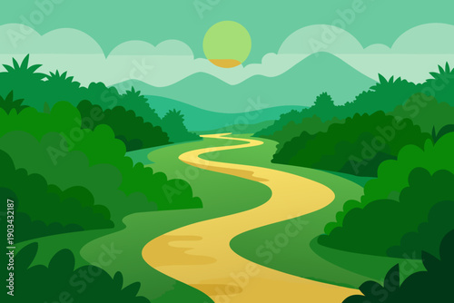 Amazon Jungle River Vector
