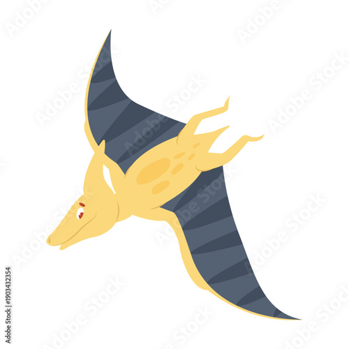Cute flying dinosaur. Prehistoric animal, jungle reptiles group, jurassic world evolution cartoon vector illustration