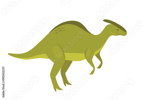 Parasaurolophus dinosaur animal. Prehistoric animal, jungle reptiles group, jurassic world evolution cartoon vector illustration