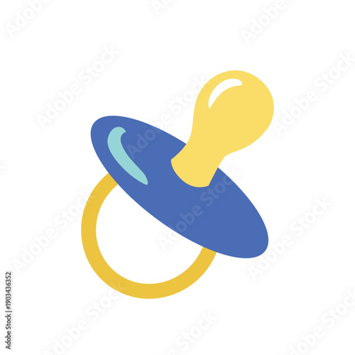 Blue and yellow baby pacifier illustration for nursery theme
