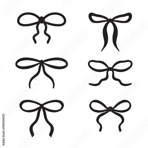 Cute hand-drawn bow set 