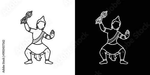 Dynamic illustration of a sports figure in action, performing a dramatic athletic pose with flying objects