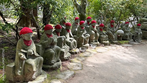Small stone statues of Jizo in Japan