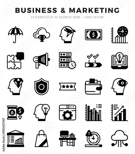 Business & Marketing icon pack for your website. mobile. presentation. and logo design.