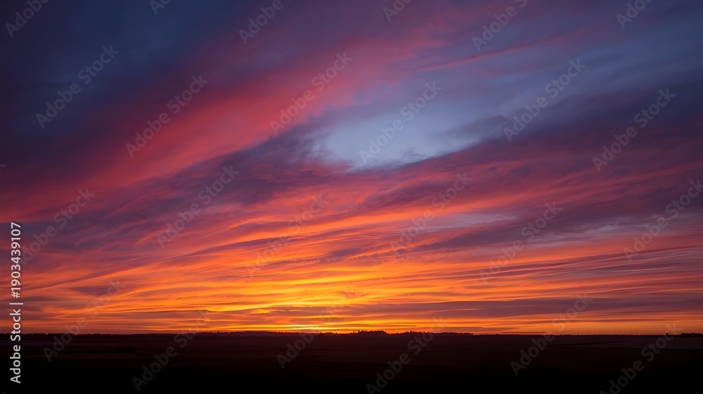 Fototapeta premium Sunset in the clouds on sky.