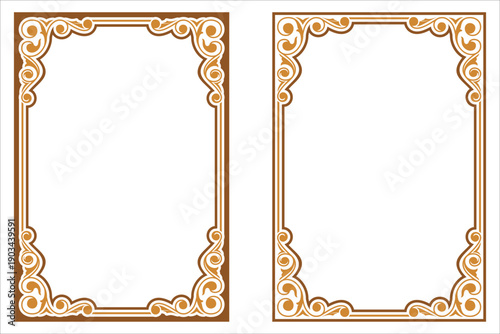 A luxurious decorative frame set. For wedding invitations, certificate frames, official document frames, holiday greeting cards, labels, or decorative elements.