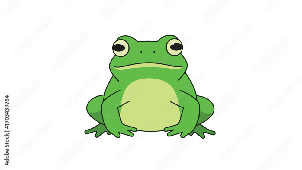 Obraz premium Vibrant cartoon green frog illustration showcasing a charming amphibian creature