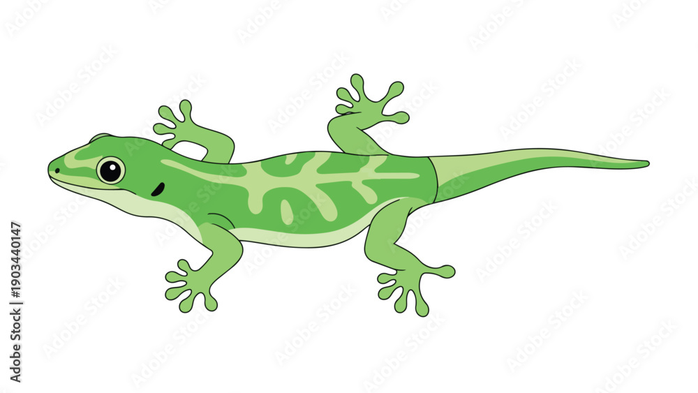 Fototapeta premium A charming vibrant green lizard illustration featuring distinctive patterns and expressive eyes a delightful cartoon reptile perfect for educational