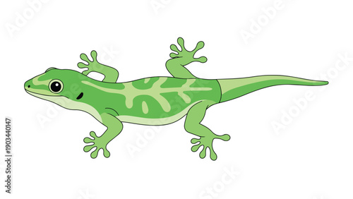 A charming vibrant green lizard illustration featuring distinctive patterns and expressive eyes a delightful cartoon reptile perfect for educational