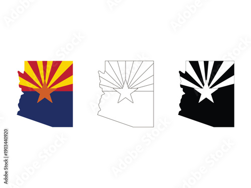 set of arizona state flag design, vector illustration, isolated on transparent background