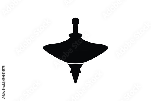 Spinning toy silhouette isolated on white background playful vintage object for children