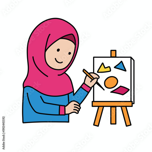 painting girl vector icon illustration