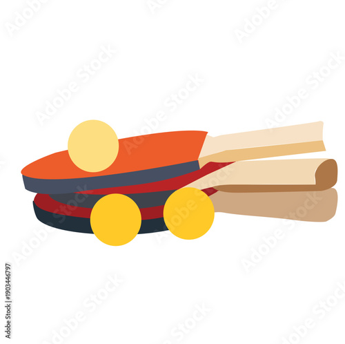 table tennis racket. Table tennis rackets and ball vector illustration.