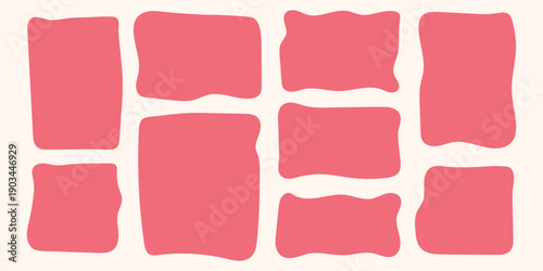 Doodle curvy frame organic wavy shape with abstract text box and cloud or playful blob for random form. Simple squiggly uneven blot and badge element through oval amoeba graphic with black