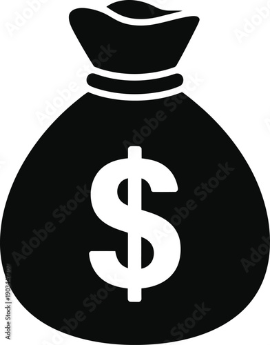 Money Bag Icon – Dollar Finance and Business Profit Symbol
