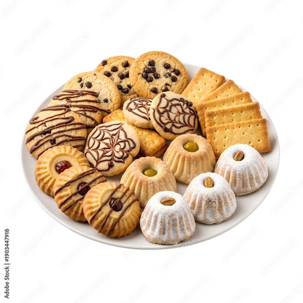 Fototapeta premium Assorted Cookies and Sweets Plate for Ramadan Eid Celebration