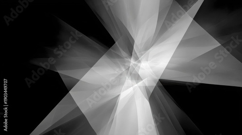 Abstract digital art piece that appears to be a black and white image. it has a star-like shape with multiple lines radiating outwards from the center, creating a sense of depth and dimension.