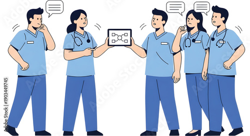 Vector illustration of medical team briefing